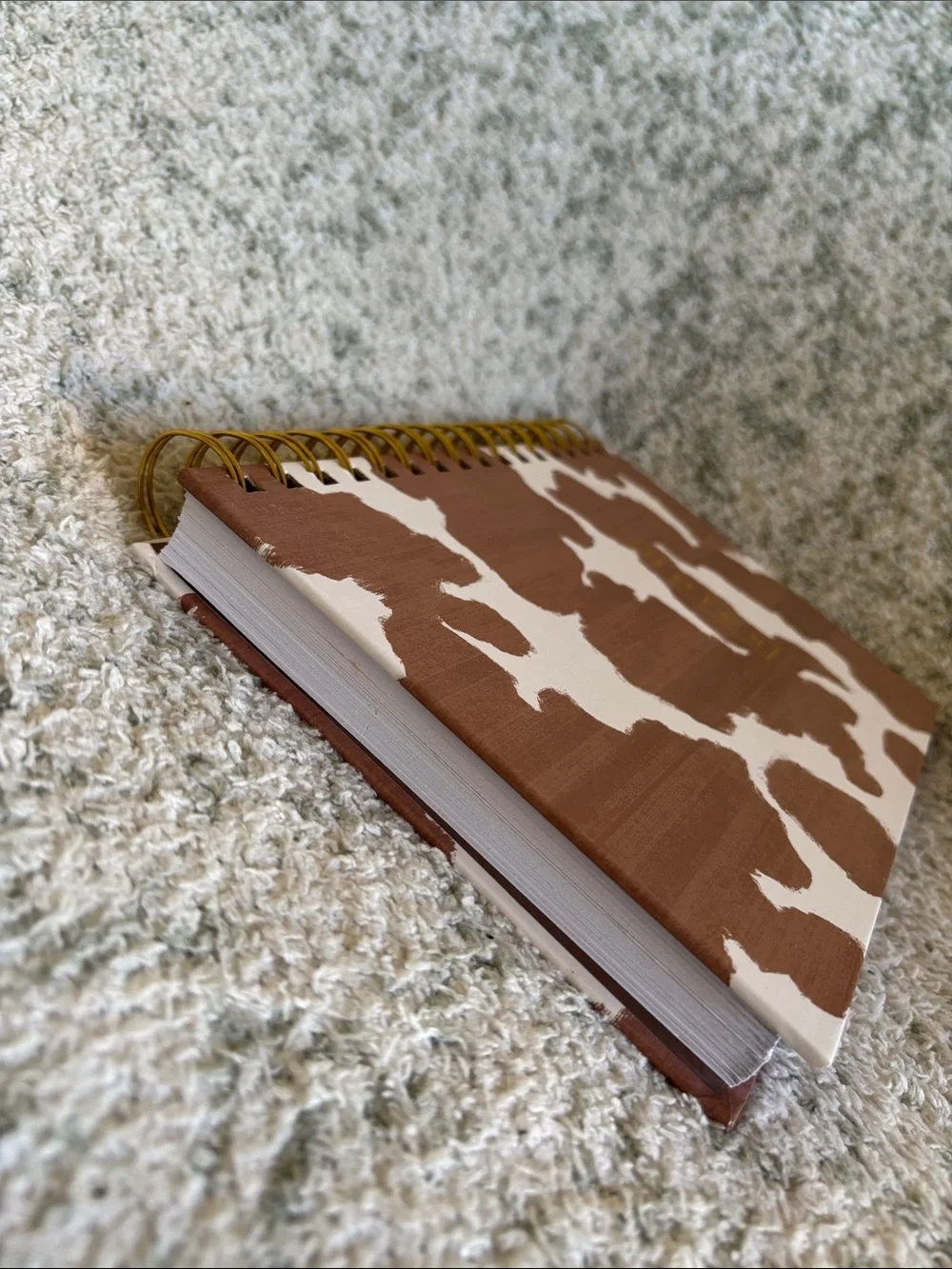 Notes Spiral Lined Notebook Journal Brown & White Cowhide Western NWT 250pg